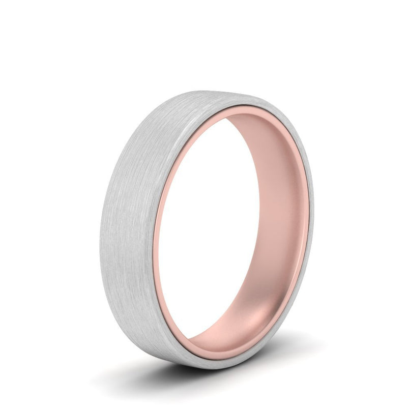Brushed 2 Tone Mens Wedding Ring