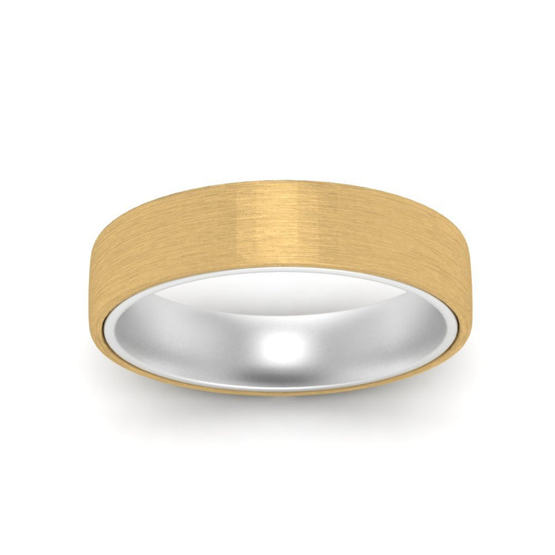Brushed 2 Tone Mens Wedding Ring