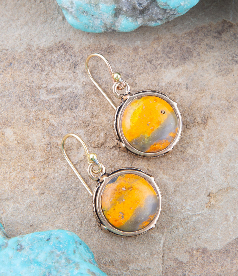 Bumblebee Jasper Round Drop Earrings