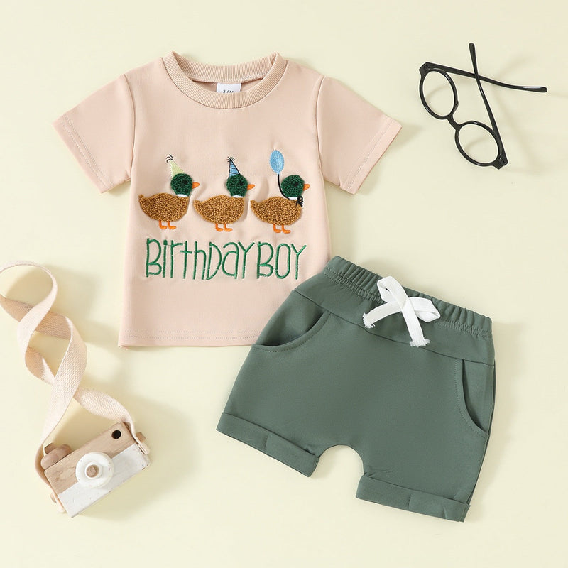 Boys Short-Sleeve Pocketed Shorts Set