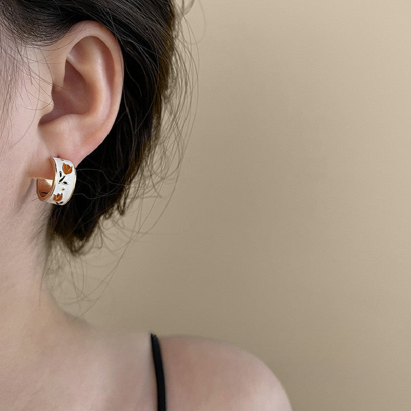 Enamel Tulip Flower Earrings