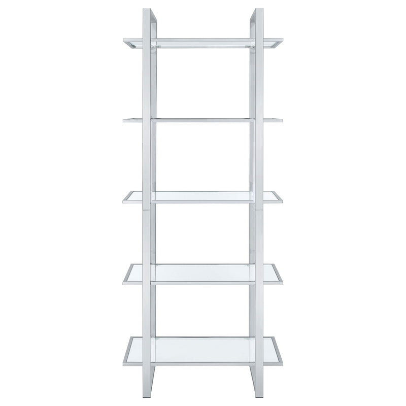 Hartford 79-inch 5-shelf Glass Bookshelf Chrome