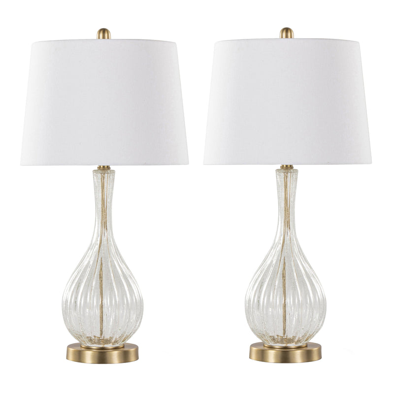 Jenny 27' Contemporary Glass Table Lamp in Clear Crackle Glass - Set of 2