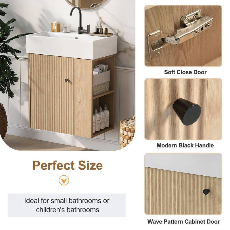 Modern Floating Bathroom Vanity With Ceramic Basin Perfect For Small Bathrooms
