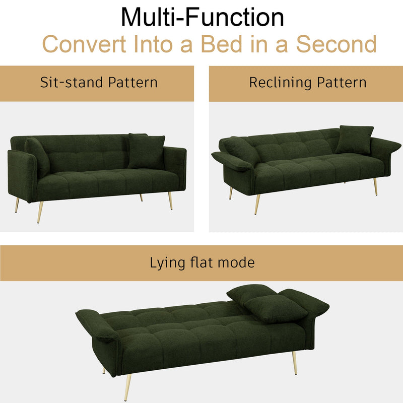 70.1 'futon sofa bed, convertible double sofa bed with folding armrests for living rooms and small Spaces