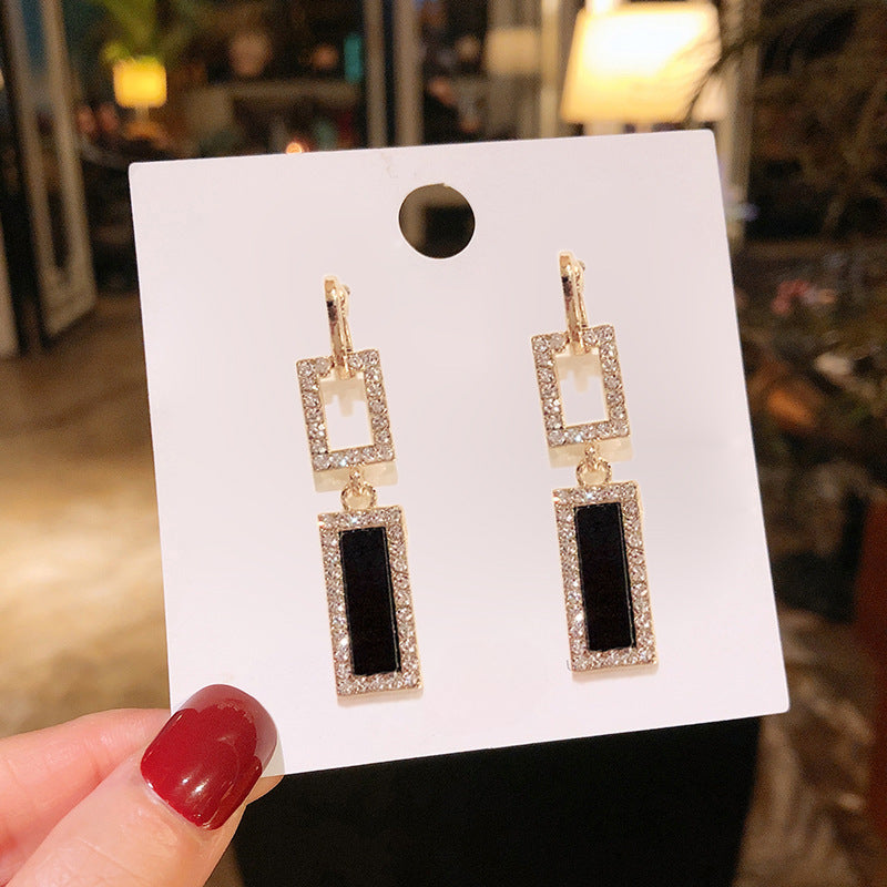 Geometric Long Earrings Rhinestone