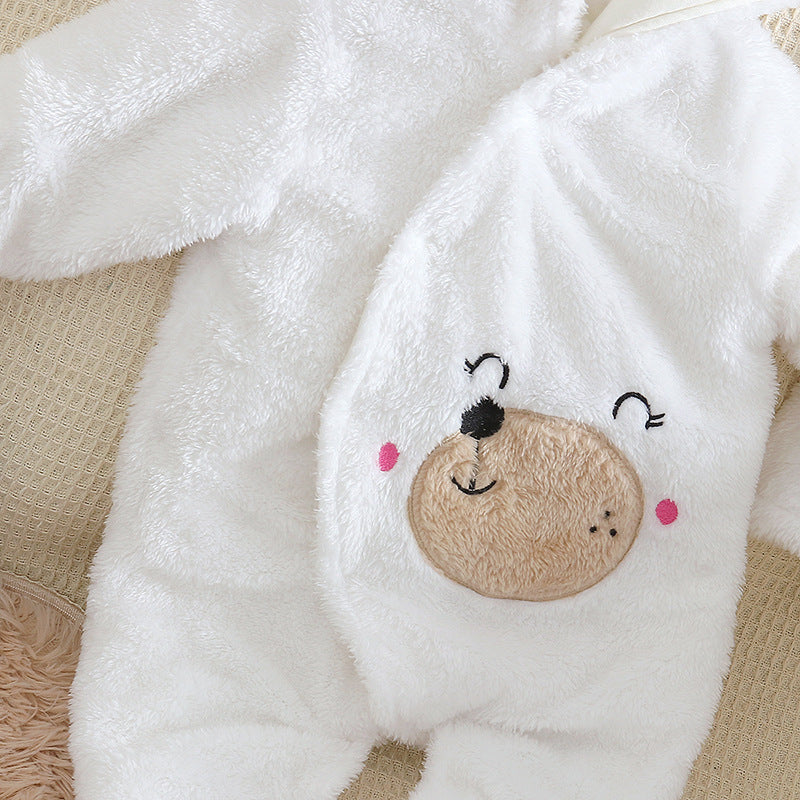 Cartoon Bear Velvet Romper Thickened Jumpsuit Romper Korean Trend Version