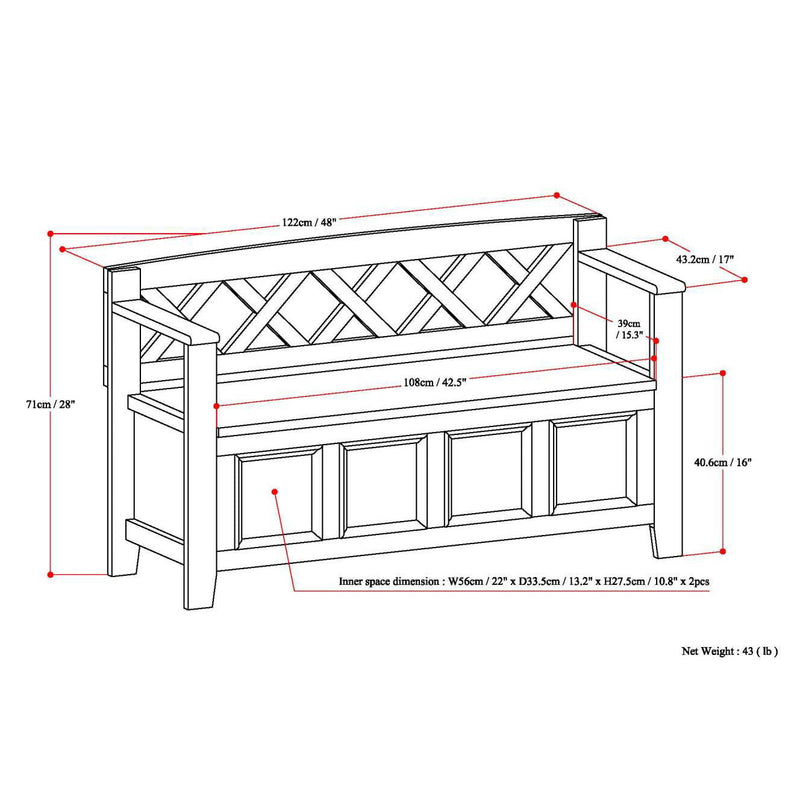 Amherst - Compact Entryway Storage Bench