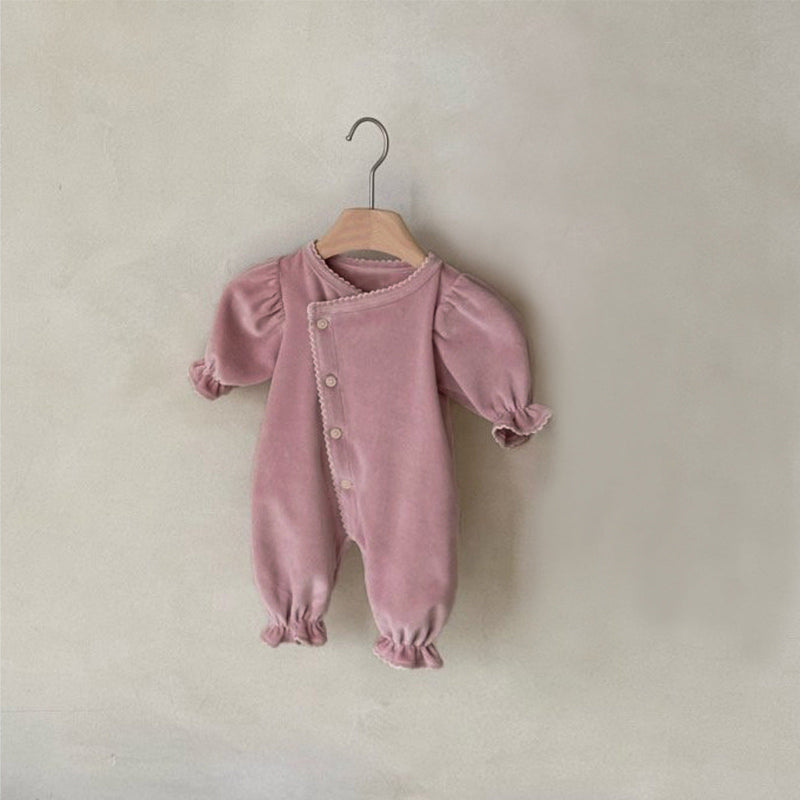 Long-style One-piece Romper With A Single Row Of Snaps For Babies