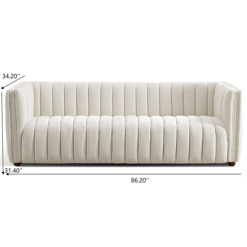 April - Mid-Century Modern Luxury Tight Back Boucle Couch