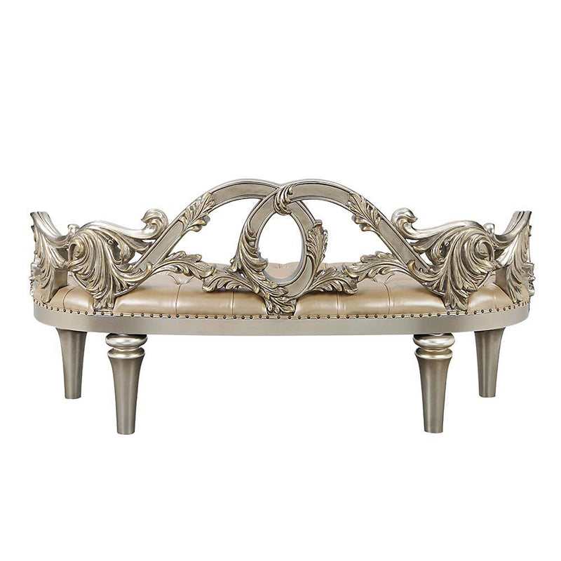 Danae - Bench - Champagne Synthetic Leather & Gold