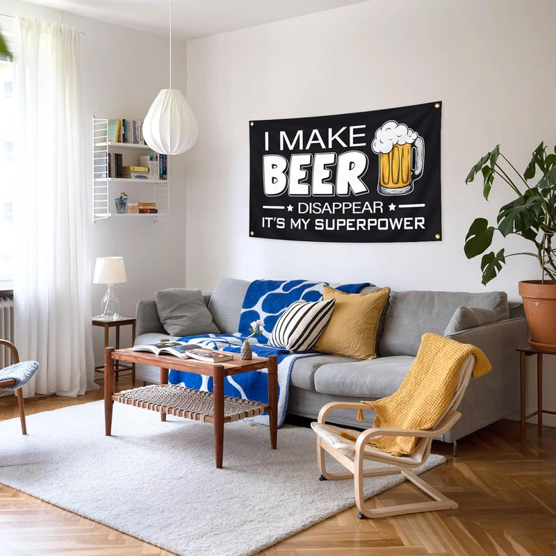 I MAKE BEER Funny Flags for Room 3X5 Feet College Dorm Room Decor Man Cave Frat Wall Indoor Outdoor Flag.