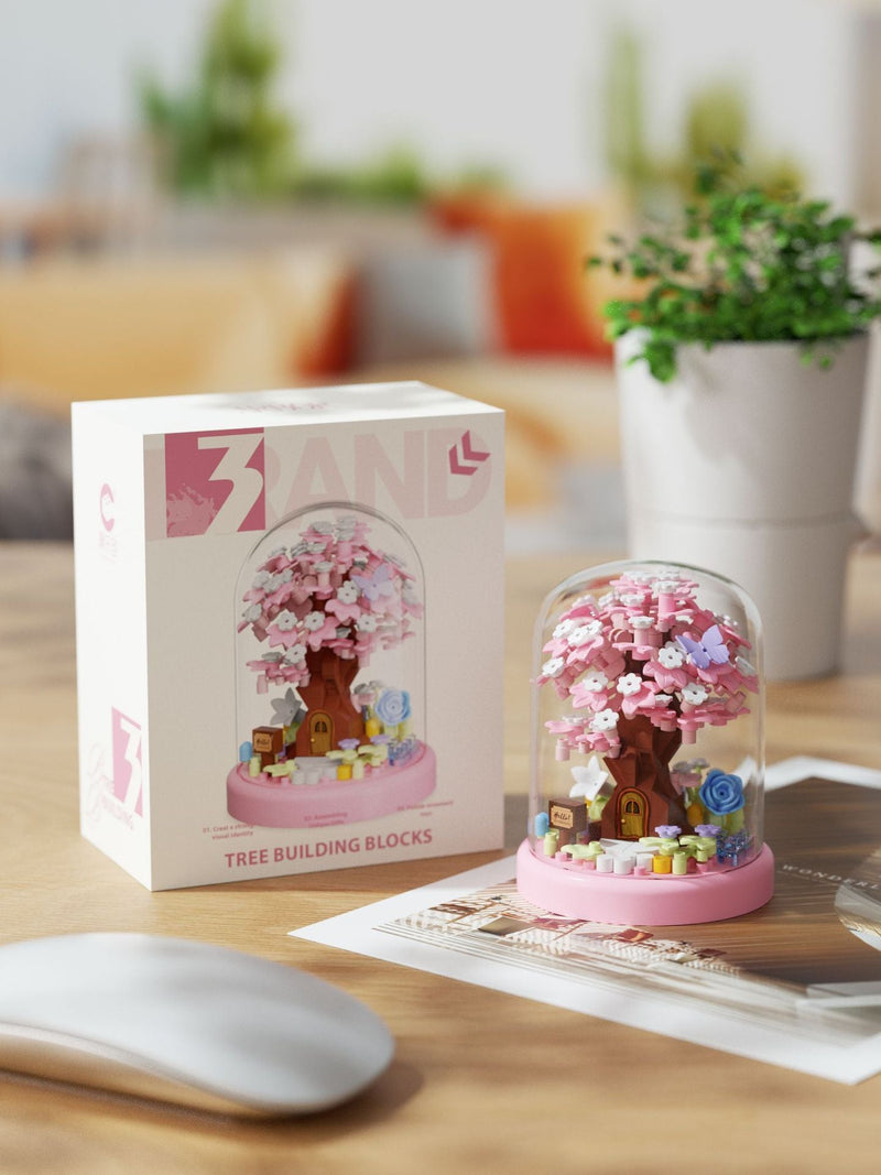 Building Block Bouquet Cherry Blossom Tree House Arbor Day Micro Particles