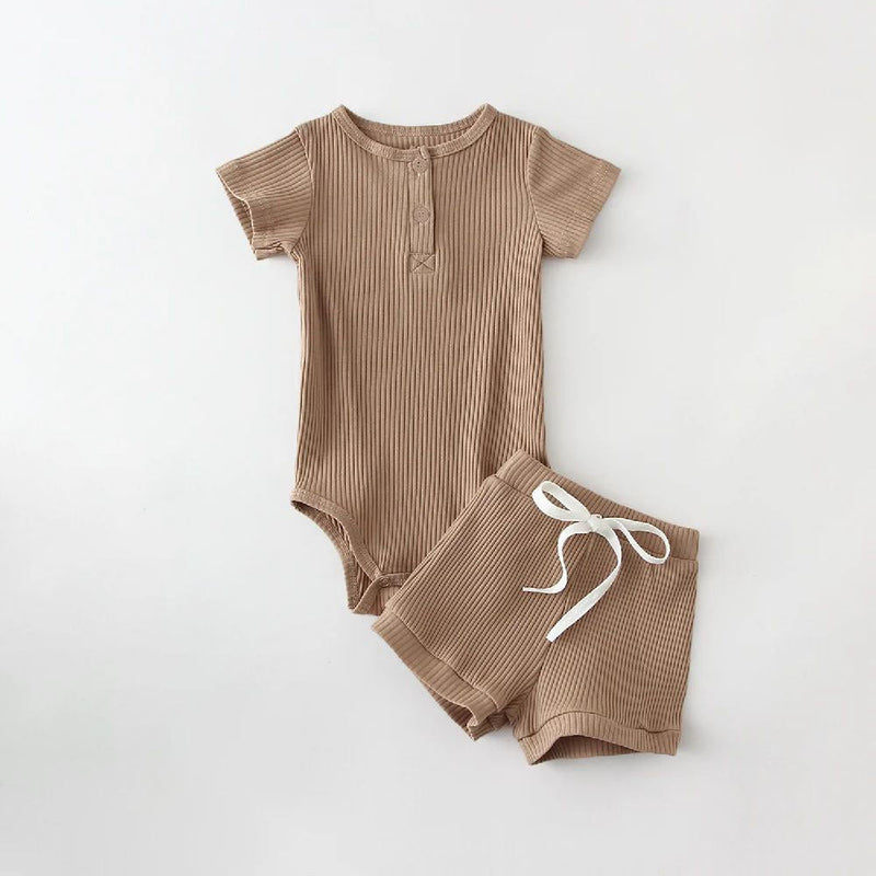 Two-piece Boys' Summer Round Neck Romper Suit