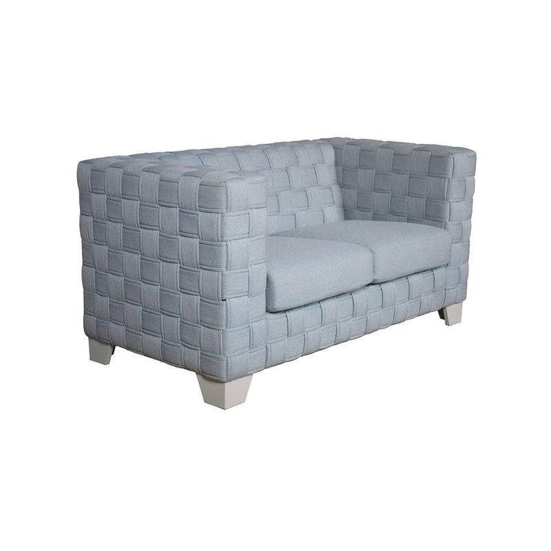 Saree - Loveseat - Light Teal Chenille & White