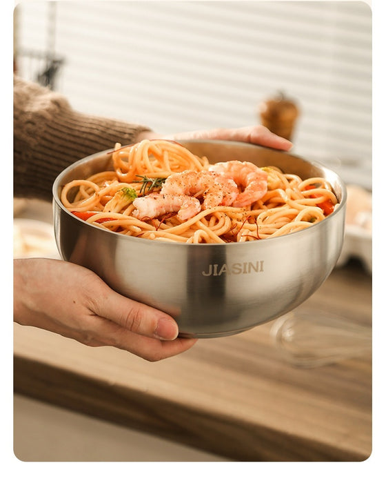 Stainless Steel Double-layer Insulation Bowl Rice Bowl Large Diameter Noodle Bowl Salad Bowl Soup Bowl