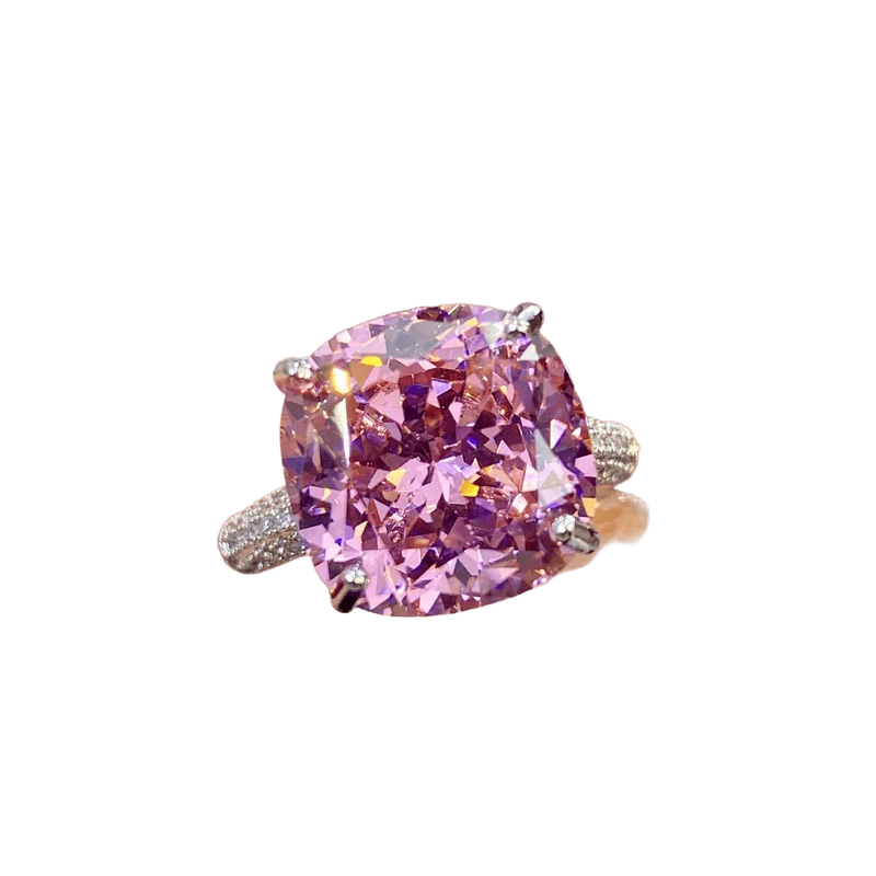 Multicolor Star Cut Bold Square CZ Adjustable Ring, Super Sparkling 14*14mm Main Cubic Zirconia, Pavé CZ Band, Dainty Luxe