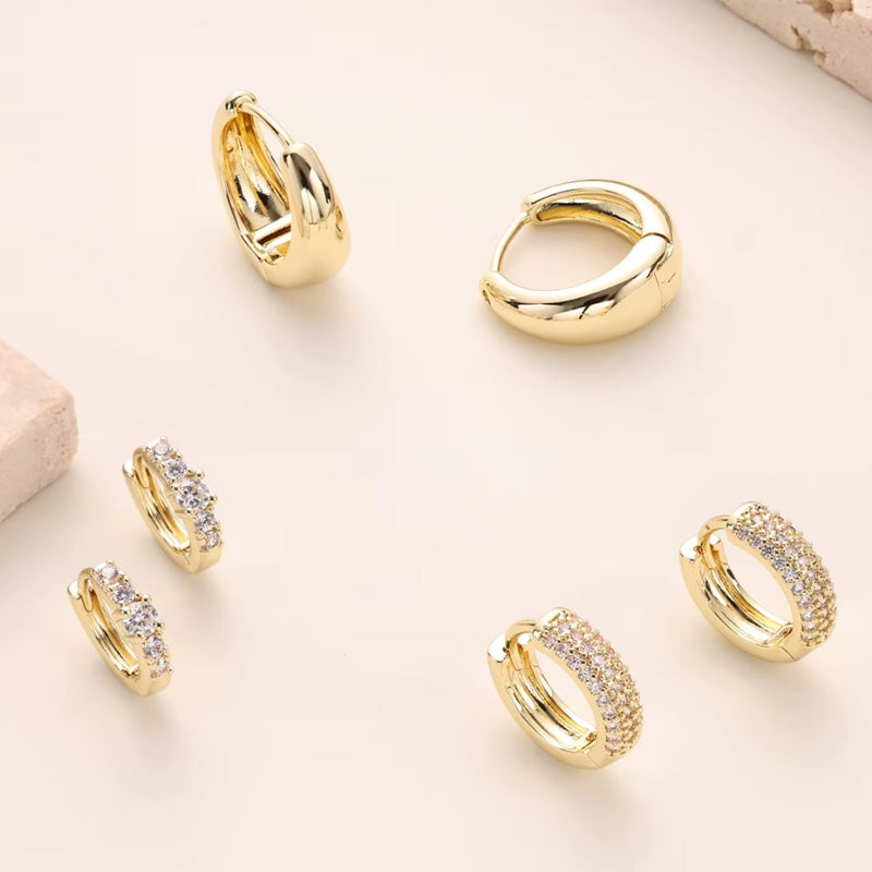 Dainty Huggie Hoop Earrings -3 Pairs