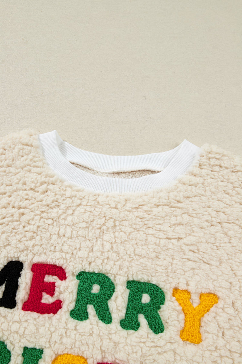 Ensley Christmas Embroidered Sherpa Pullover