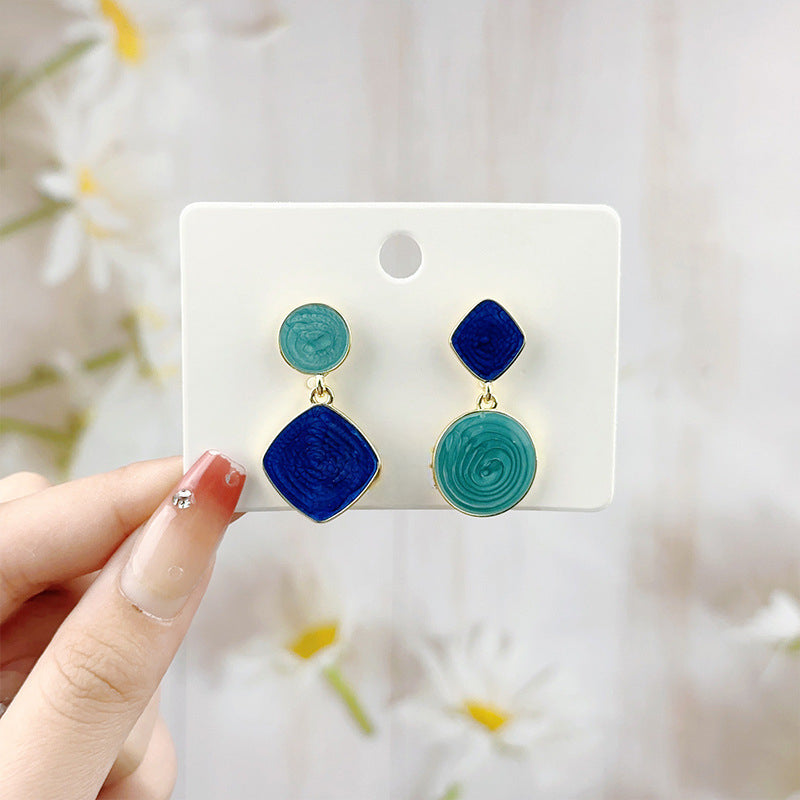 Asymmetric Blue Sky Round Earrings