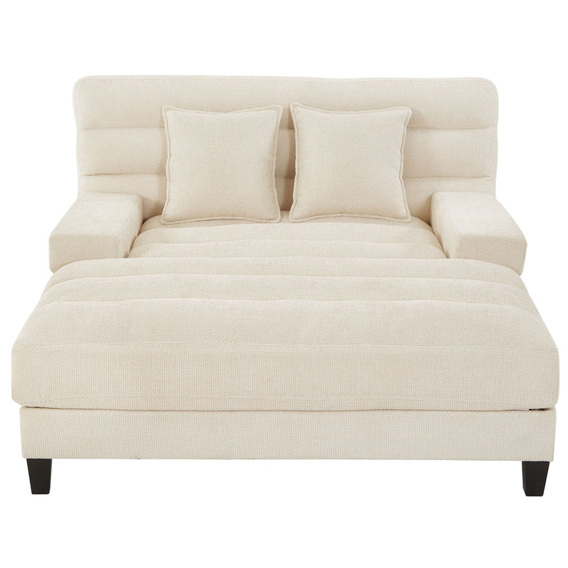 Chaise Bed Lounge Sofa Chair With Adjustable Backrest And LED Light Strip