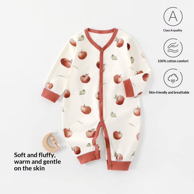 Baby Romper Spring Autumn Pure Cotton Class A Seamless Bodysuit Crawling Suit Anyang Clothing