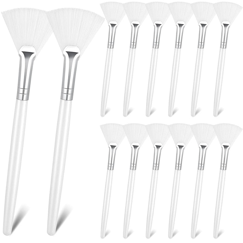 14 Pieces Fan Brushes Applicator, Mask Brushes for Facial Makeup Tools for Face Cosmetic(Brown)