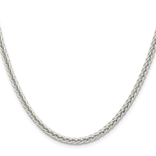 3mm, Sterling Silver Square Solid Spiga Chain Necklace