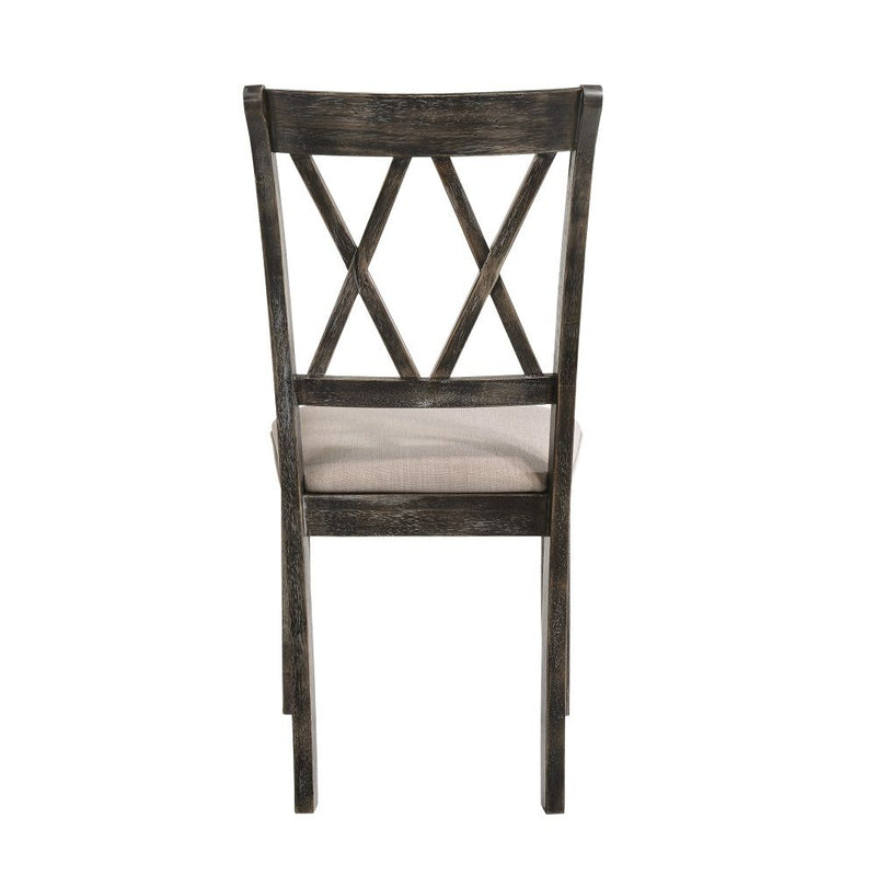 Claudia II - Side Chair (Set of 2) - Beige Fabric & Weathered Gray