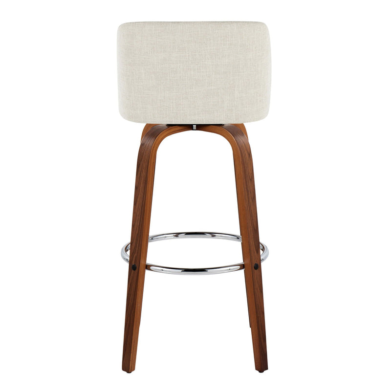 Toriano - Contemporary, Fixed Height Barstool Swivel & Round Footrest (Set of 2)