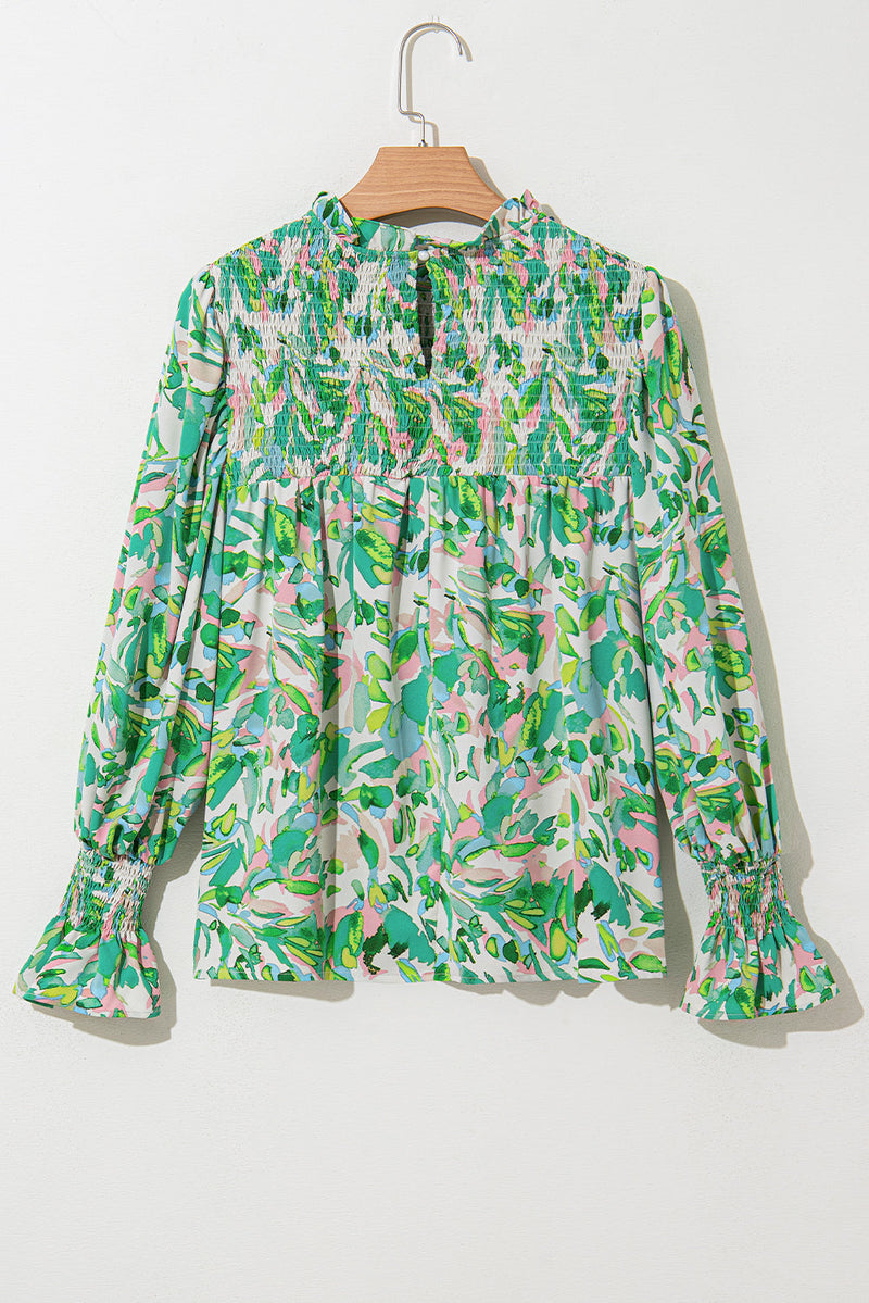 Milena Sleeve Shirred Mock Blouse