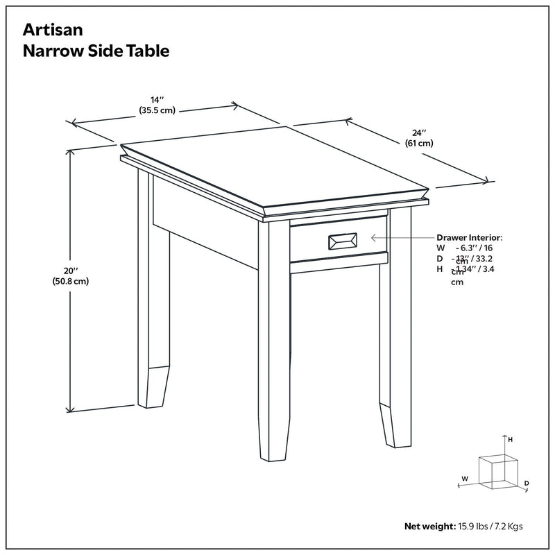 Artisan - Handcrafted Narrow Side Table