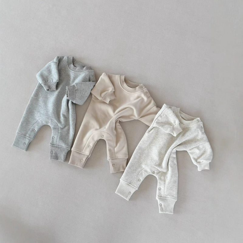 Children's Fleece Solid Color Stylish Thick Romper Jumpsuit