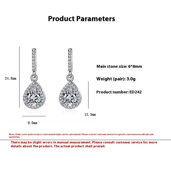 Fashion Drop Shape Ear Studs Micro Inlaid Zircon Earrings