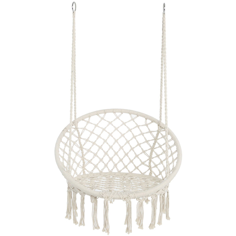 Macrame Hanging Hammock Chair, Rope Swing For Indoor And Outdoor Use