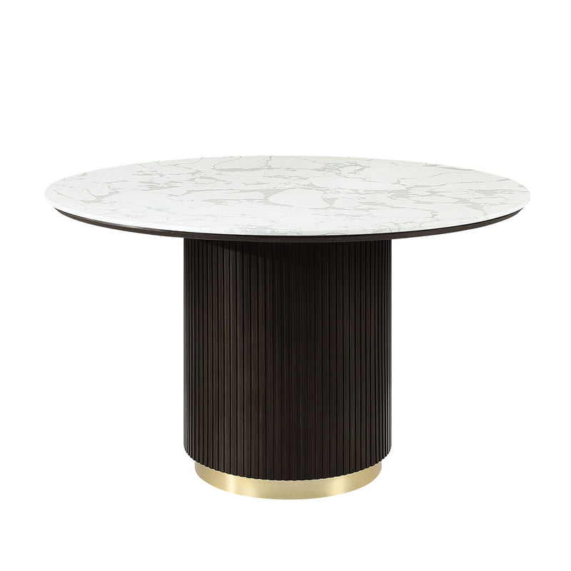 Clayten - Around Dining Table - Marble / Espresso