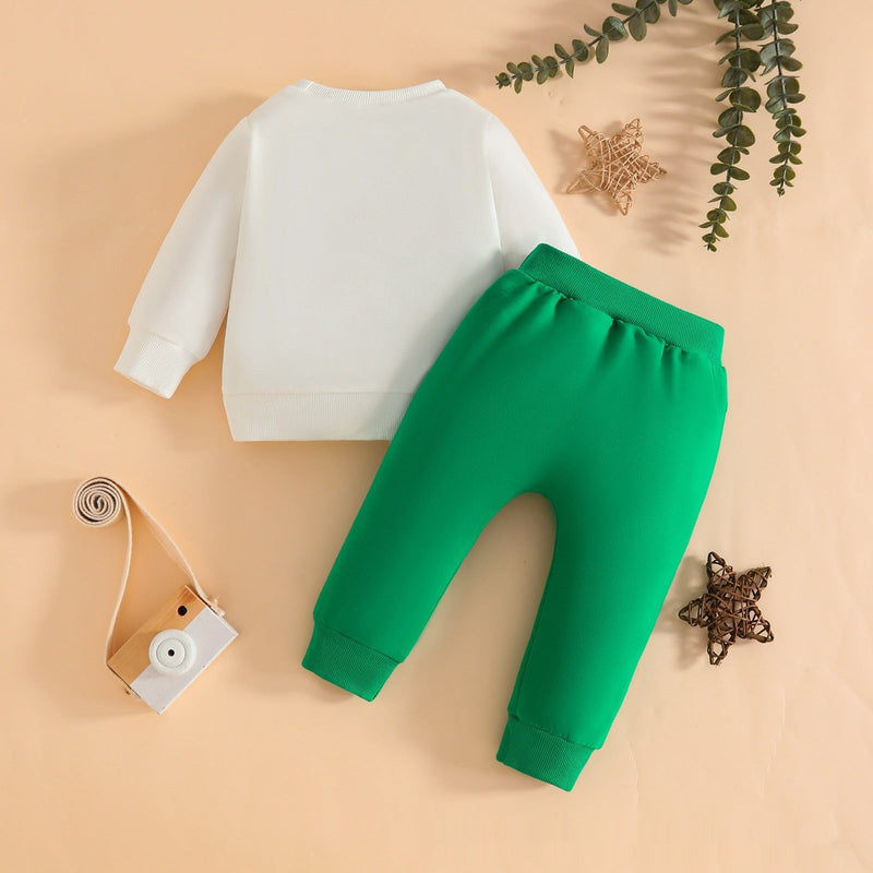 Kids Pullover Crewneck Sweatshirt With Long Sleeves Pockets And Long Pants