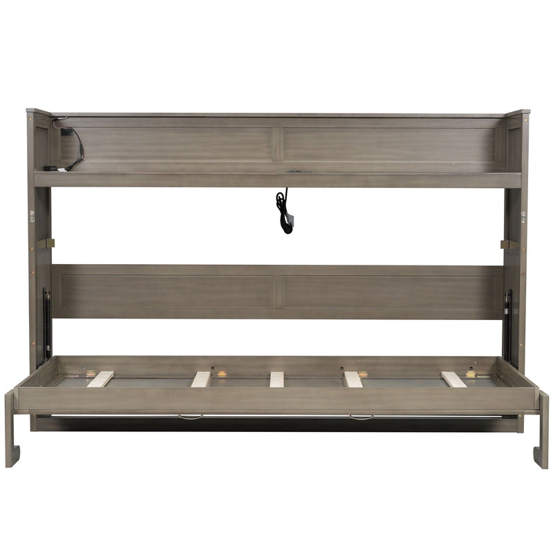 Murphy Bed With Desk, LED Light And USB Charging Station
