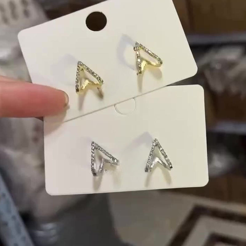 Hollow Triangle Heart Stud Earrings