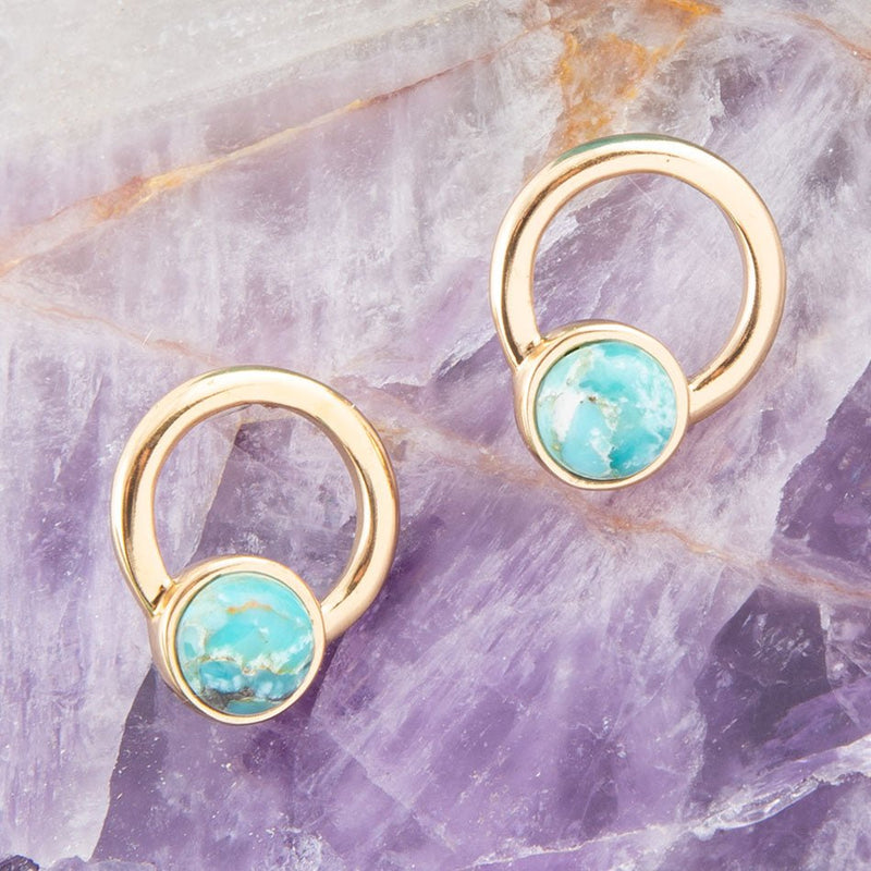 Calgary Blue Turquoise Post Golden Earrings