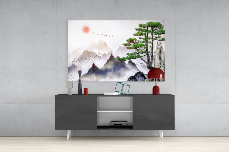 Abstract Forest Glass Wall Art