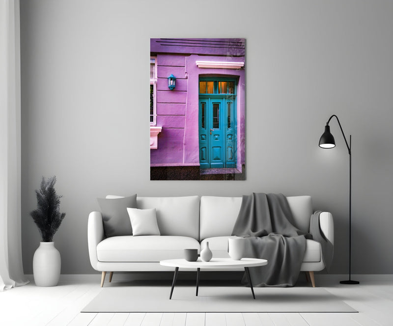 Purple House Glass Wall Art