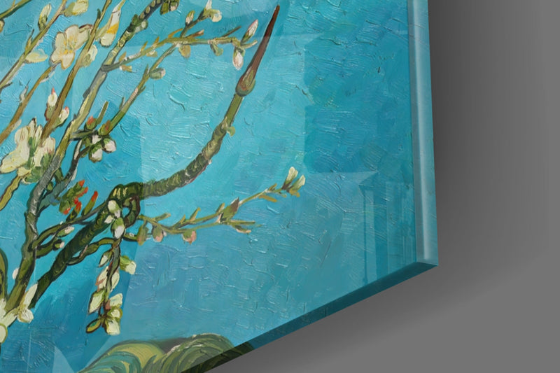 White Flowers Glass Wall Art