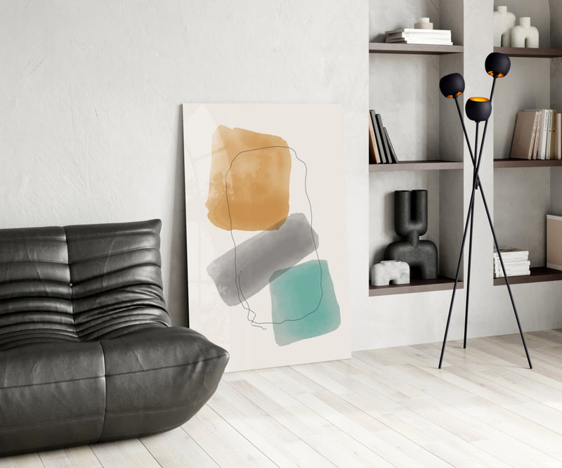 Abstract Shapes Glass Wall Art