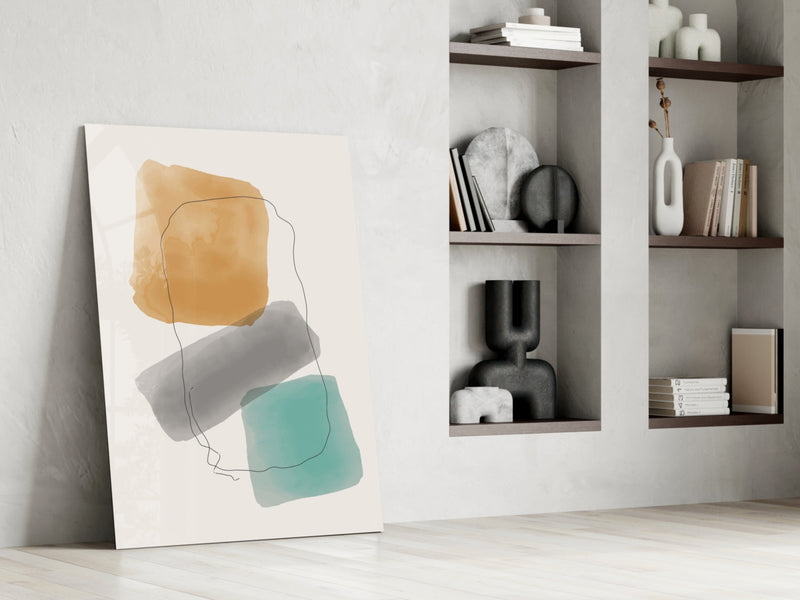 Abstract Shapes Glass Wall Art