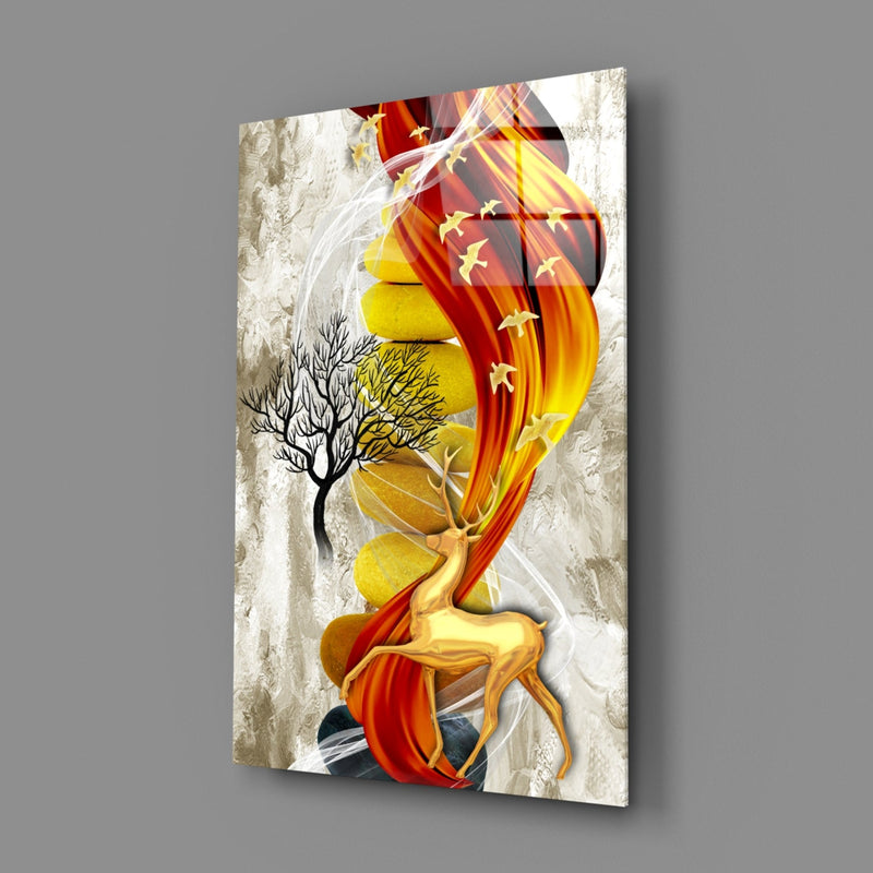Abstract Deer Glass Wall Art