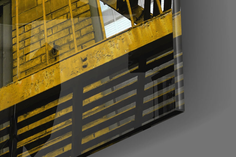 Yellow Stairs Glass Wall Art
