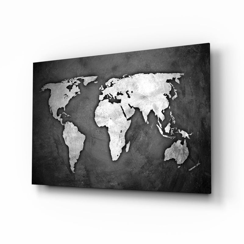 World Map Glass Wall Art