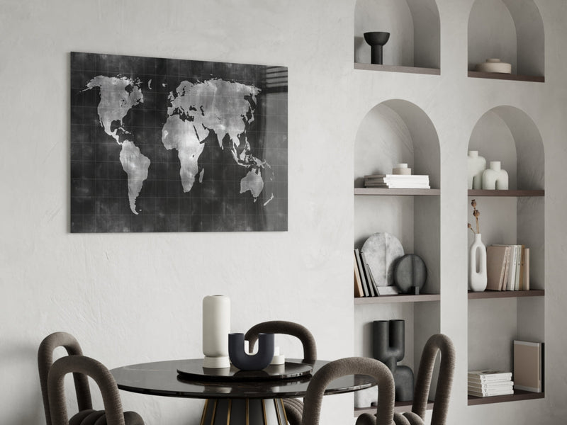 World Map Glass Wall Art