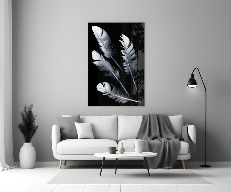 Feather Glass Wall Art
